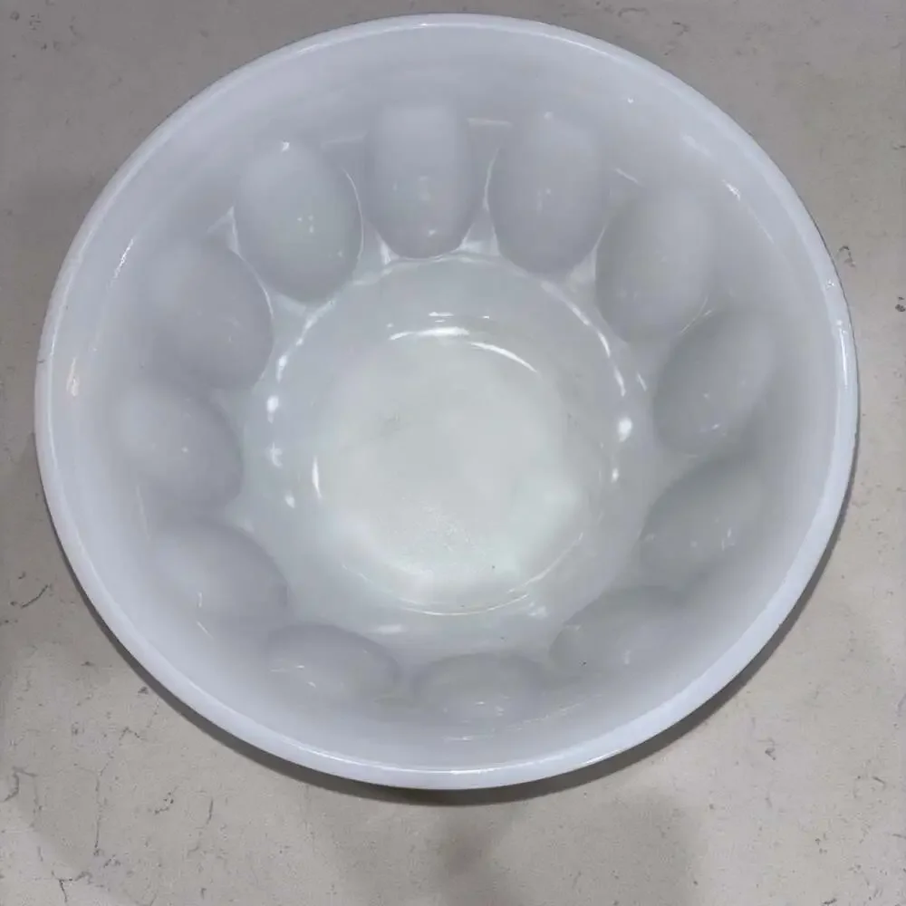 Vintage Hazel Atlas Milk Glass Punch/Mixing Bowl Thumbprint Ovals Pattern